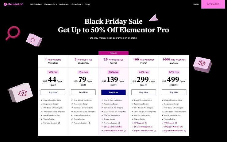 Elementor Cyber Monday Pricing