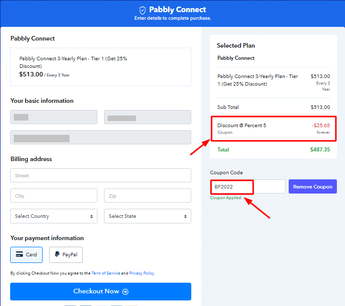 Pabbly Connect Checkout Page