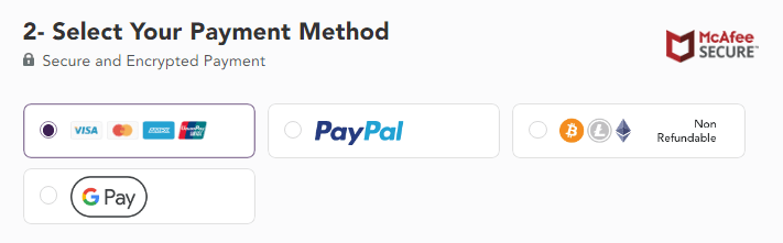 PureVPN Payment Methods