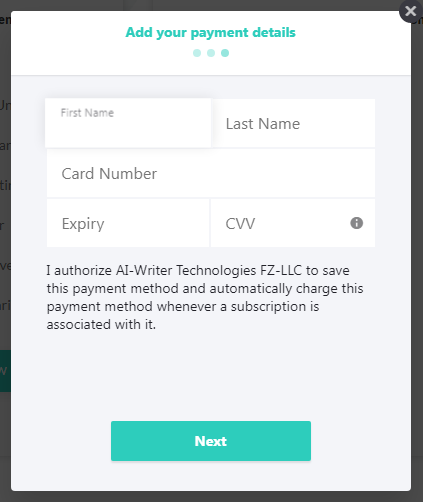 AI-Writer Payment Details
