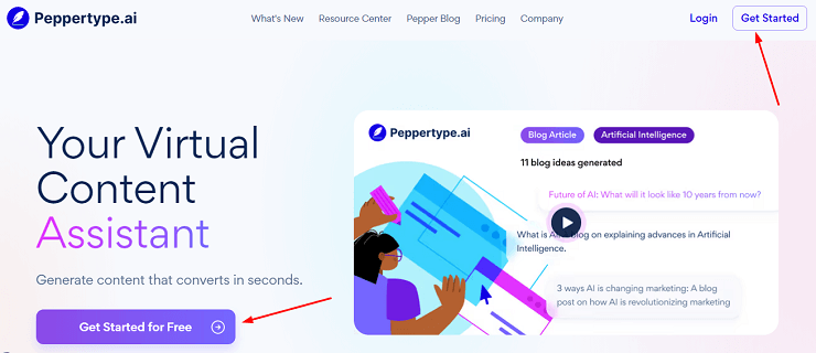 Peppertype.ai Web Page